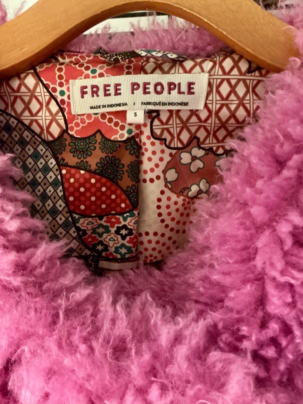 Free People Hot Pink Faux-Shearling Teddy Jacket never worn